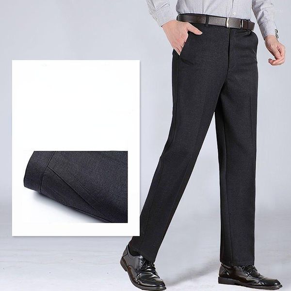 Ternos masculinos de lã de lã quente de inverno Men's Pants Men Algodão Negócio solto de cor sólida ao ar livre Casual calças formais de comprimento total