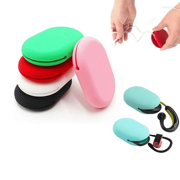 Scatole portaoggetti Cavo dati portatile Borsa per cuffie Semplice scatola per organizzare il telefono cellulare Custodia in silicone Maschera per portamonete carina