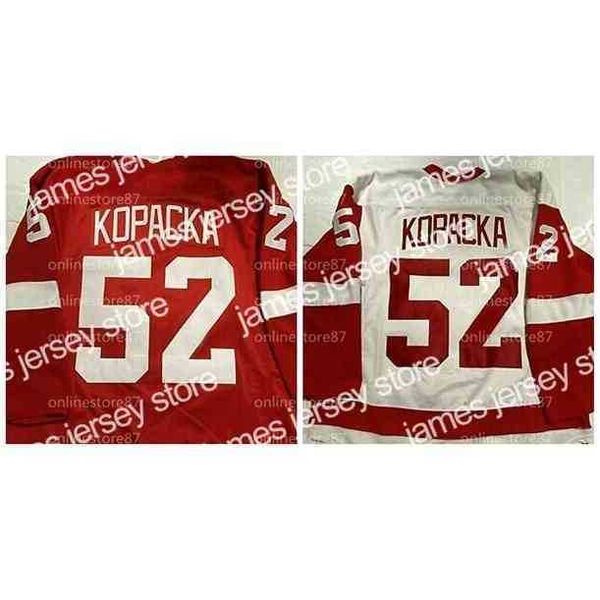 College Hockey Wears Thr Vintage SOO GREYHOUNDS Maglie da gioco JACK KOPACKA WHITE Rosso Personalizzato Qualsiasi numero e nome maglia da hockey