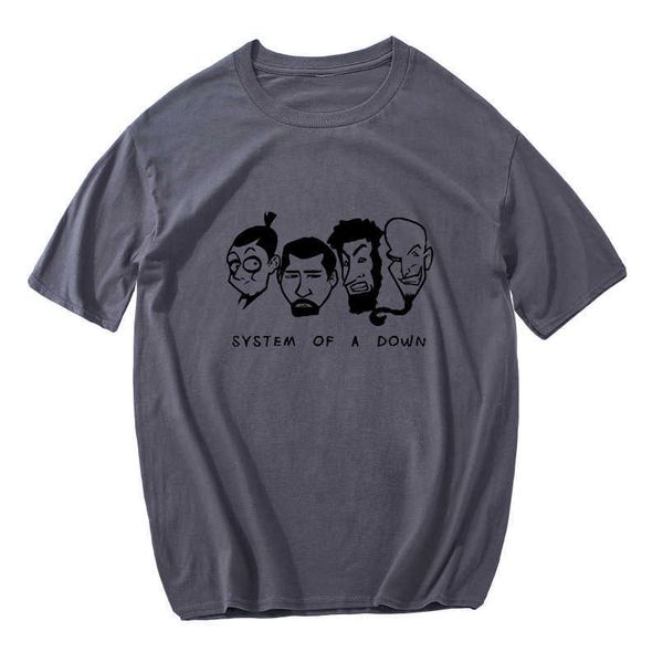 Sistema de camisetas masculinas de uma camiseta gráfica de banda de metal masculino Hipster Loose Streetwear Camiseta Vintage Tops Tee Men Clothing T230103