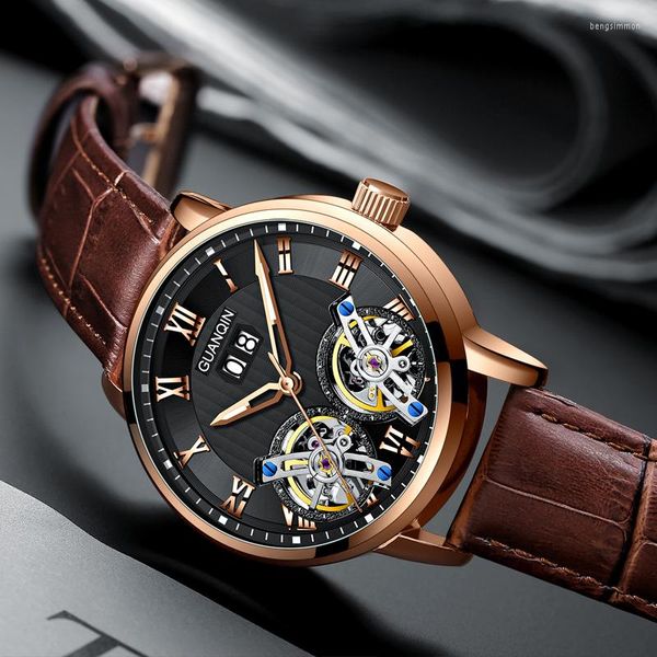 Orologi da polso 2023 NWE Guanqin-business Sports Matching Mechanical Watch Mechanical Autorning Men's Sapphire Tourbillon Accessori