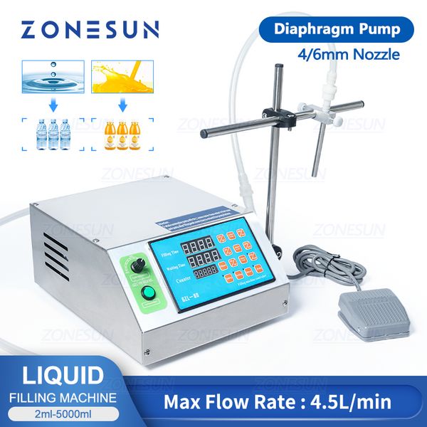 ZONESUN Membranpumpen-Füllmaschine, kleiner Flaschenfüller, halbautomatischer Tintensaft, Wasser, Getränke, Öl, Parfüm, Fläschchen, Flüssigkeitsfüller