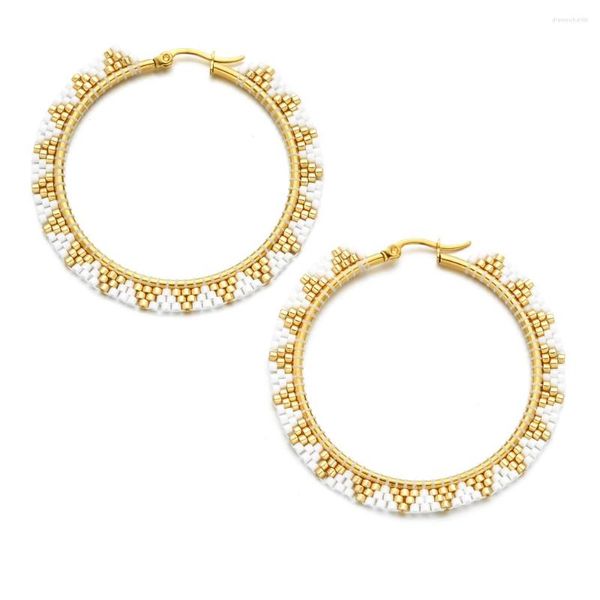 Ohrhänger ZMZY Edelstahl Miyuki Hoop Schmuck 2023 Ethnische Damen Accessoires Handgefertigter gewebter mexikanischer Schmuck