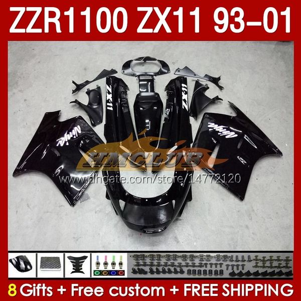 Corpo para Kawasaki Ninja preto brilhante ZX-11 R ZZR-1100 ZX-11R ZZR1100 ZX 11 R 11R ZX11 R 1993 1994 1995 2000 2001 165NO.1 ZZR 1100 CC ZX11R 93 94 96 96 97 98 99 00 01