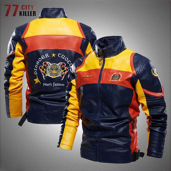 Outdoor-Jacken Hoodies Modemarke Herren Retro PU-Jacken 2020 Männer Slim Fit Motorrad-Lederjacke Outwear Männliche warme Bomber-Militär-Outdoor-Mäntel 0104