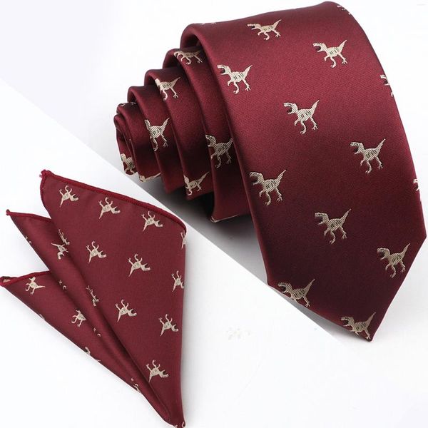 Papillon Arrivo Cravatta da uomo Set 6cm Slim Dinosaur Pet Modello di insetto Poliestere Jacquard Tessuto Cravatta Accessori da lavoro da sposa