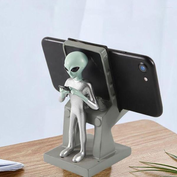 Estatuetas decorativas portador de telefone alienígena Stand móvel tablet desktop suport decoração ornamento para assistir TV