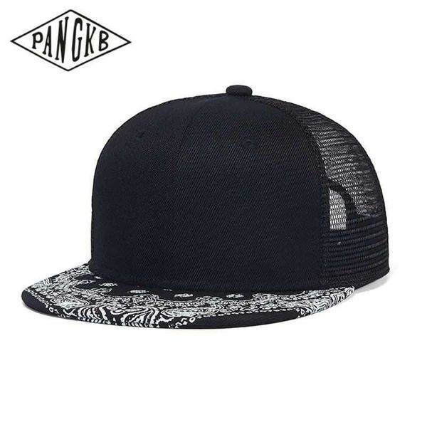 Snapbacks PANGKB Marke Paisley Cap Blank Black Print Sommer Mesh Snapback Hut Neuer Stil Sport Erwachsene Outdoor Sonne Atmungsaktive Trucker Cap 0105