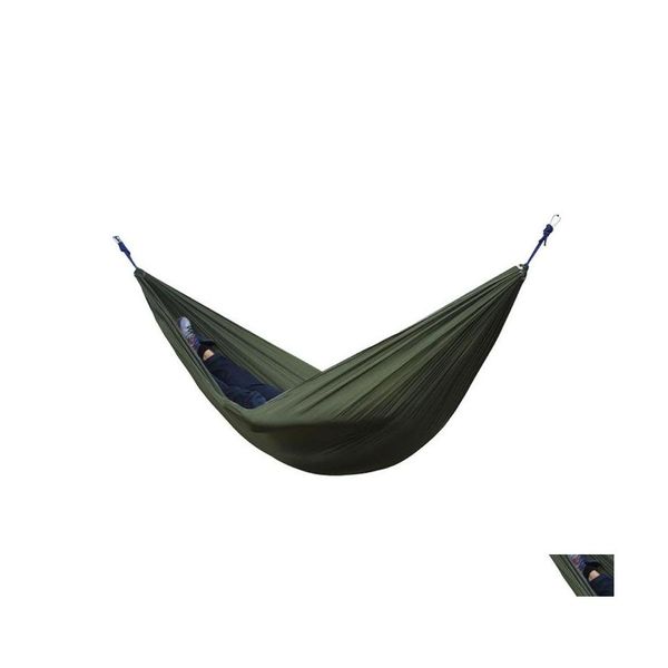 Hängematten 2 Personen Tragbare Fallschirm-Hängematte Outdoor Survival Cam Garten Freizeitreisen Doppelte Hängeschaukel 270 cm x 140 cm Drop Delive Dherc