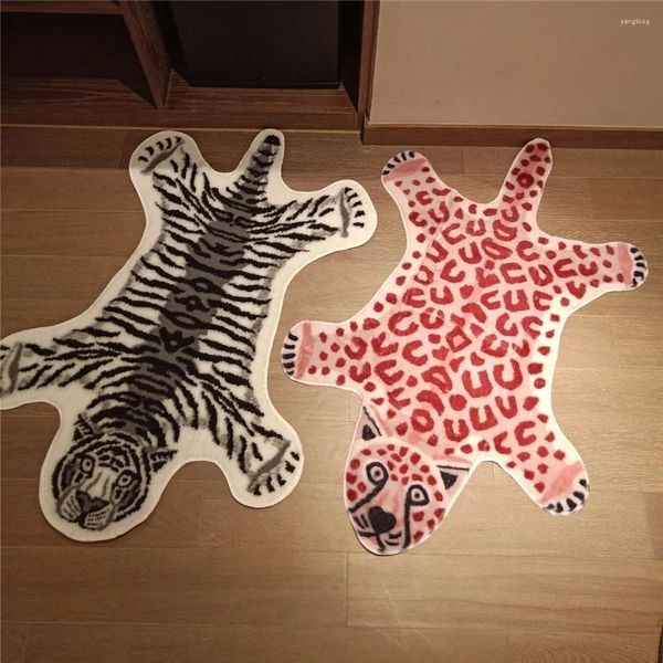 Tappeti Tappeto da salotto nordico Leopardo Tigre Stampato Pelle bovina Ecopelle Pelle antiscivolo Tappetino antiscivolo Decorazioni per la casa Tappeto con stampa animale