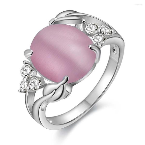 Anéis de casamento Opal de fábrica grande estoque 1pc Drop fornecedor de jóias vintage atacado oval rosa azul verde