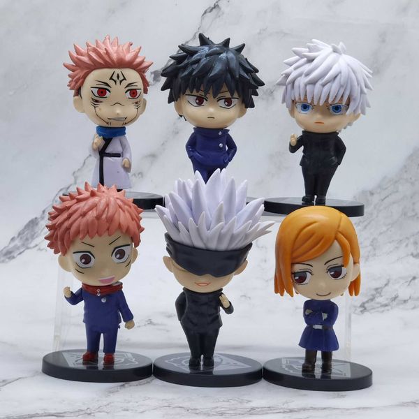 Экшн -фигуры аниме Рисунок 6pcs/Set 10 см Jujutsu kaisen gojo satoru kugisaki Фигура мод антистресс домашний декор дети Fidget Toys T230105