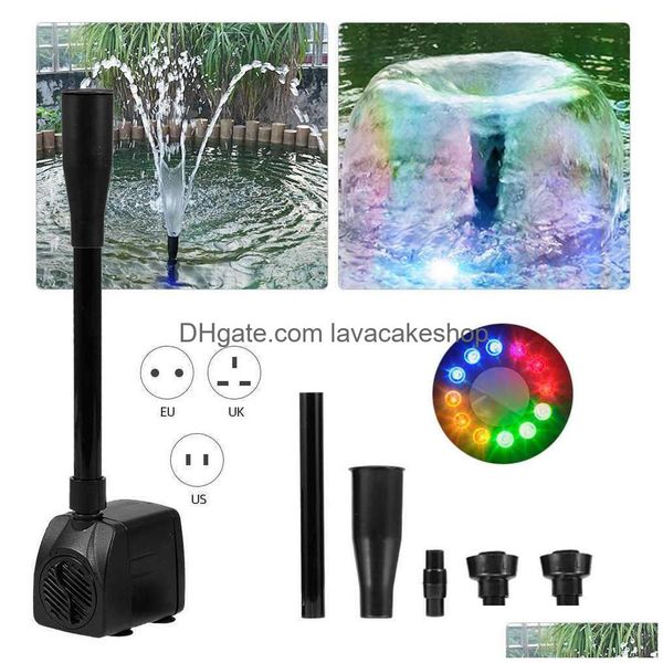 Gartendekorationen USB-Wasserpumpe Traquiet mit Netzkabel Wasserdichter Brunnen 12 LED-Licht für Aquarium Y0914 Drop Lieferung nach Hause Pat Dhi1C