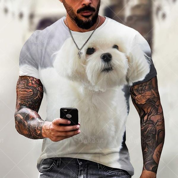 Erkek Tişörtleri Kişilik 3D Baskı Köpek Hayvan T-Shirt Erkekler/Kadın Sevimli Giysiler Genç Yaz Moda Kısa Kollu Erkekler Büyük Boy Gömlek 6XL