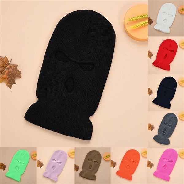 Cappellini da ciclismo Maschera integrale Tre passamontagna a 3 fori Cappello lavorato a maglia Army Tactical CS Winter Ski Beanie Sciarpa Maschere calde