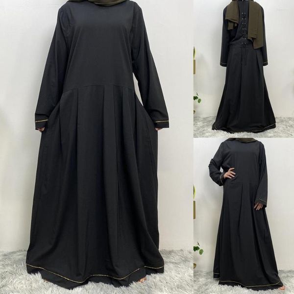 Ethnische Kleidung, islamisches langes Kleid, Hijab, muslimischer Kaftan, Damen-Abaya, formeller Abend, Türkei, marokkanische Maxi-Robe, schwarz, arabisch