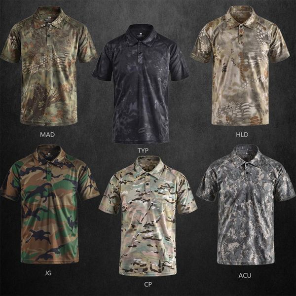 Herren Polos 2023 Hemden Taktisches Tarnhemd Sommer Freizeitkleidung mit Patches Typhon Multicam Fast Dry