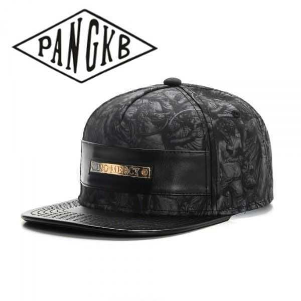 Snapbacks Pangkb Brand No Mercy Cap couro de couro outono Snapback Hat Hip Hop Headweares Mulheres adultas ao ar livre Casual Sun Baseball Cap 0105