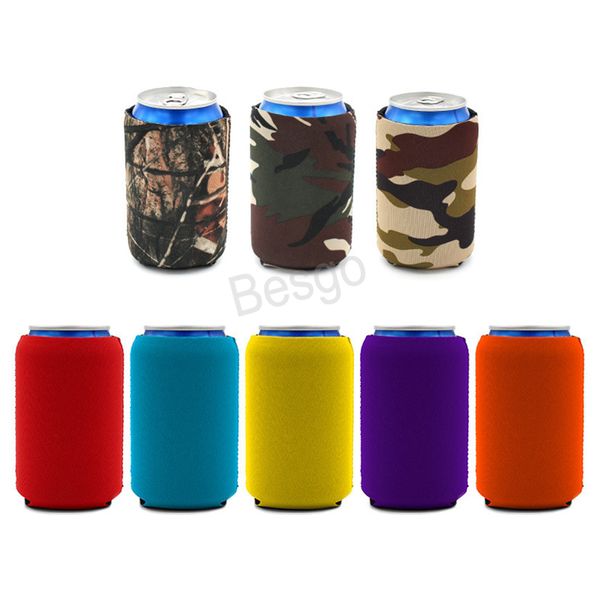 Isolatori Neoprene Beverage Beer Coolers Bicchieri Maniglia Neoprene Beers Can Cooler Tinta unita Cup Cover Koozies Bottles Sleeve BH4616 TQQ