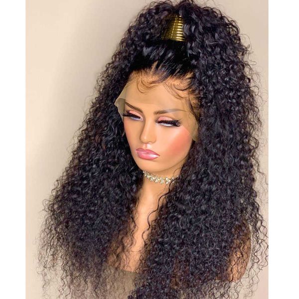 Hot Lace Perücken, verworrene lockige vordere lange synthetische Perücke für schwarze Frauen mit Babyhaar, natürlicher Haaransatz, hitzebeständig, 221216