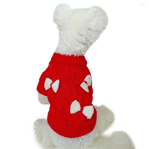 Hundebekleidung Schönes Haustier Leichter Pullover Fliege Dress Up Rote Jahresweste