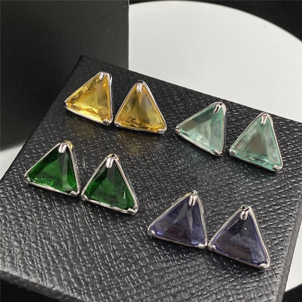 Блестящие треугольные серьги с бриллиантом буква watermark studs emerald crystal archdrops конфеты цветные ушные обручи с коробкой подарком на день рождения