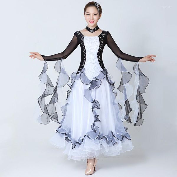 Сцена Wee White Standard Ballroom Dress Женская танцевальная конкурсные платья Waltz Foxtrot Modern Tango