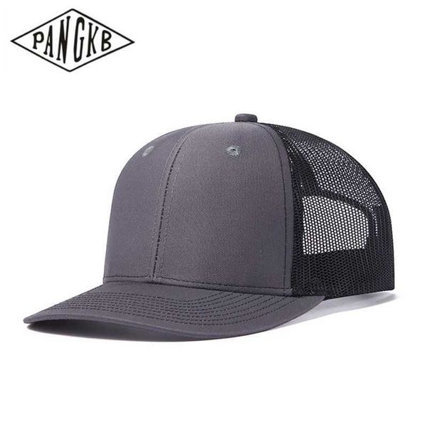 Snapbacks Brand Pangkb Blank Dark cinza Capinho de alta qualidade Mesh de verão Snapback Hat de Snapback Adult Outdoor Sports Beach Trucker Cap 0105