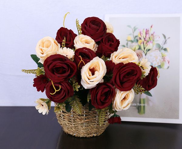 L'ultima simulazione di 32 cm Fiori decorativi Bouquet da sposa rosa con bordo arrotolato una varietà di colori tra cui scegliere supporta il logo personalizzato