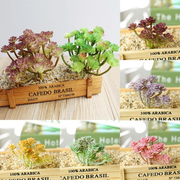 Dekoratif çiçekler mini saksı yapay yeşil etli bitkiler bonsai set sahte çiçek vazo ev balkon dekorasyon toptan