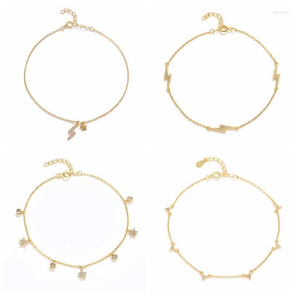 Неклеты Roxi Simple Mini Tassel Crystal Chase Chain для женщин браслет золотой лодыжки 925