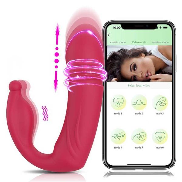 Massagegerät Sexspielzeug Massagegerät App Tragbare Vibratoren Teleskopisch vibrierendes Höschen Klitoris G-Punkt Vibrationsdildo Fernspielzeug für Frauen Paare