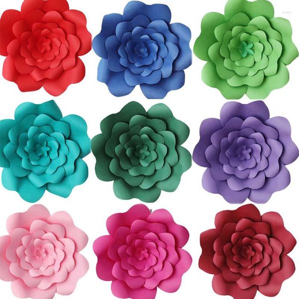 Dekorative Blumen 20CM Kopf/2PCS DIY Papier für Hochzeitsdekoration Große Rosen Kopf Hintergrund Künstliche Wanddekoration