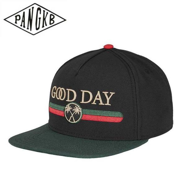 Snapbacks PANGKB Marke Good Day CAP Triped Golden Letter Hip Hop Snapback Hut für Männer Frauen Erwachsene Outdoor Casual Sun Baseball Cap 0105