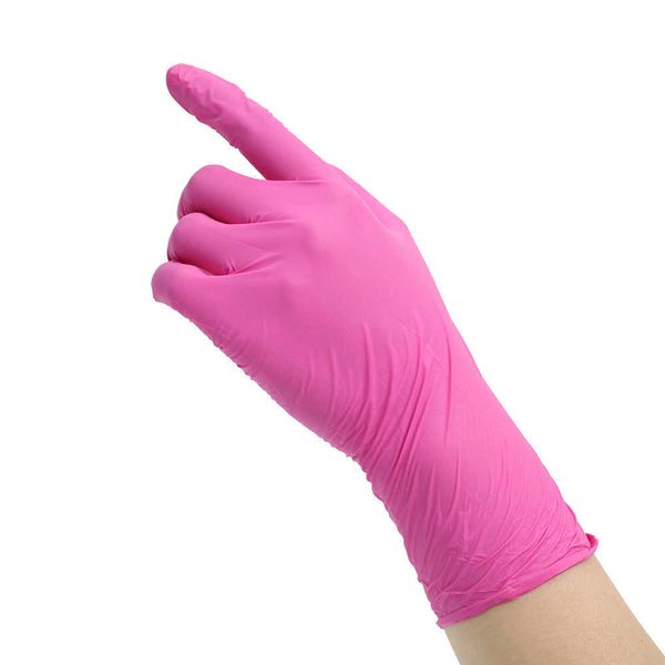 24peeces оптом розовый порошок бесплатный пищевый класс Сильные синтетические нитрильные перчатки