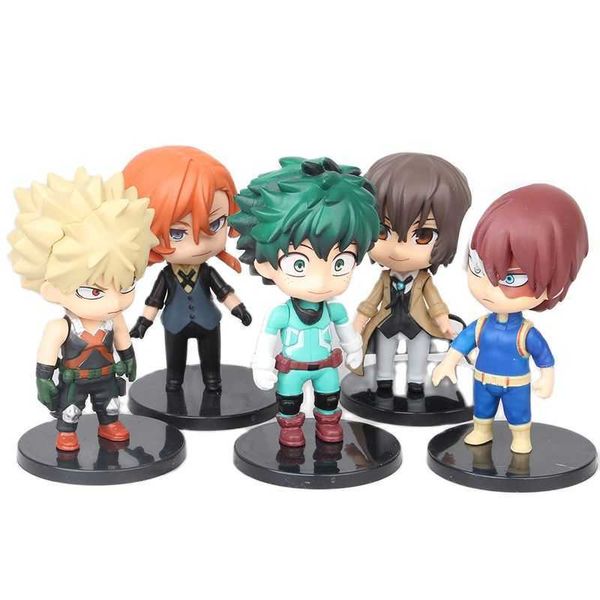 Eylem Oyuncak Figürleri 5pcs/Set 10cm Kahramanım Akademisi Izuku Midoriya Bakugou Katsuki Todoroki SHOTO OCHACO FIGURAS Anime Q Versiyon Kawaii Figürler Oyuncaklar T230105