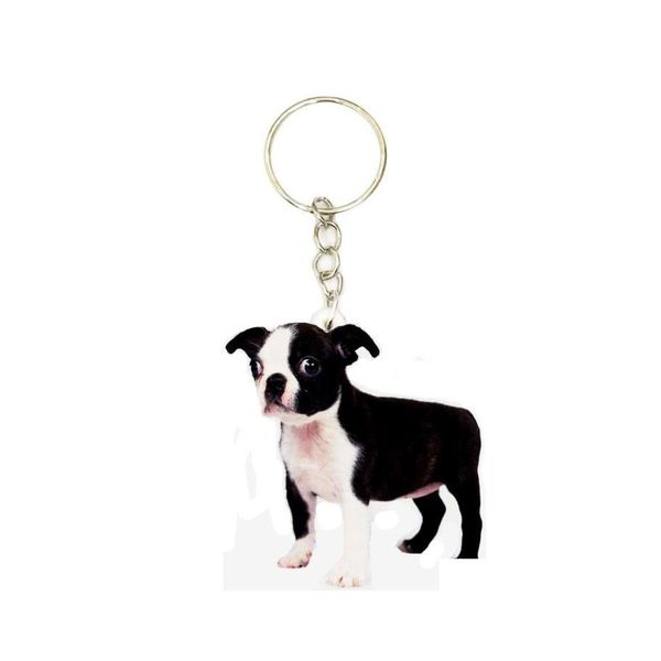Dog Apparel Boston Terrier acr￭lico keyring moda fofa encantos de chaves de chaves de chave de anel da corrente para mulheres para mulheres Deli Deli DHWBW