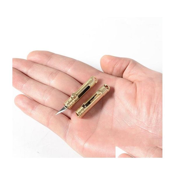 Schlüsselanhänger Lanyards Messing Schlüsselbund Outdoor Taschenmesser Schlüsselanhänger Mtifunktionale Schlüsselring Werkzeuge Männer Tragbare Hochwertige Ring Frauen Dh9Ok