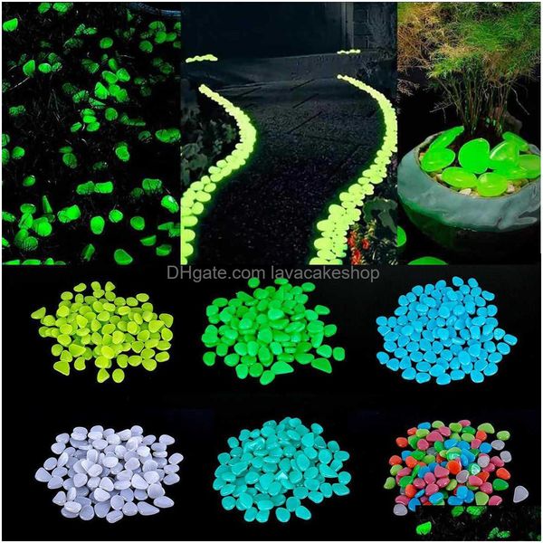 Gartendekorationen 50pcs leuchten in den dunklen Kieselsteinen glühende Steine Steine für Gehwege Patio Rasenhof Dekor Luminöser Y0914 Drop d Dh6jb