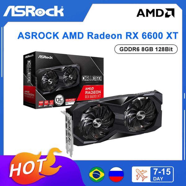 ASROCK Neue AMD Radeon RX 6600 XT RX6600XT 8 GB GDDR6 128-bit 6600XT Grafikkarten AMD GPU Grafikkarte Gamer placa de video