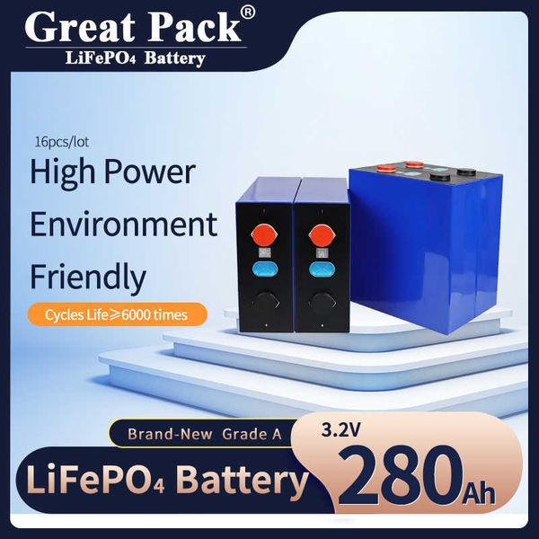 16PCS 3,2V 280Ah 100% volle Kapazität wiederaufladbare Deep Cycle Lithium-Ionen-Batteriezelle LiFePO4 Brandneue Powerbank der Klasse A