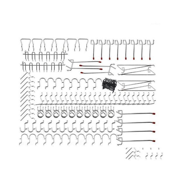 Assortimento di ganci per binari forati 102 pezzi Organizzazione di ganci per pioli Consegna a 1 goccia Home Garden Housekee Organizzazione di stoccaggio Dhrlr