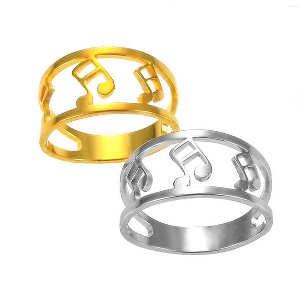 Cluster-Ringe aus Edelstahl, Musiknoten-Muster, hochwertige Modeschmuck-Accessoires für Damen und Herren
