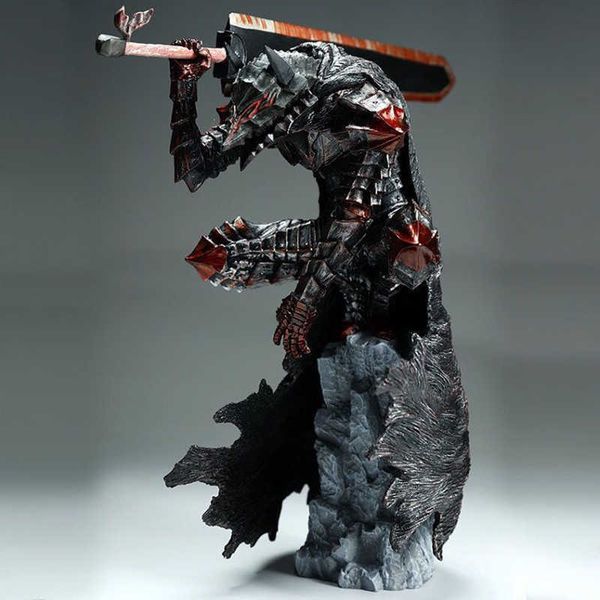 Aktionsspielfiguren Anime Berserk Guts L Figur Schwarze Kampfrüstung Kriegsschaden Guts L Schwertkämpfer Actionfigur PVC Modell Puppenkollektion Kindergeschenke T230105