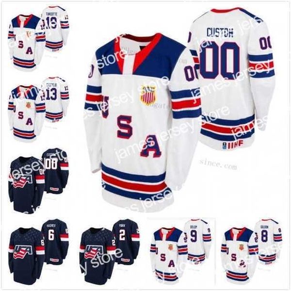 College Hockey Wears Thr USA U18 Team # 11 Trevor Zegras 2021 Biosteel All American Game Home Away Jersey 6 Jack Hughes John Beecher Michael Gildon Boldy Moynihan