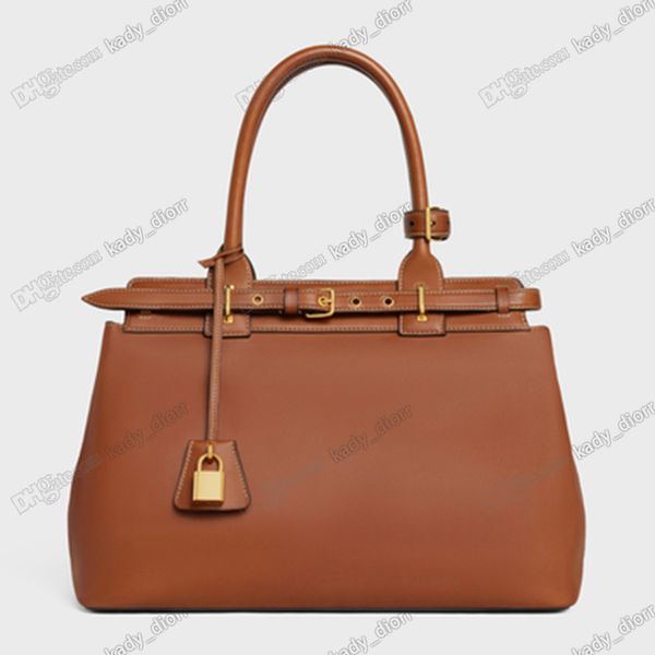 Borsa Conti classica di lusso in pelle naturale Designer Doublure Veau Borsa da trasporto a mano Chiusura con fibbia Borse di grande capacità per donna Borsa con borchie sul fondo