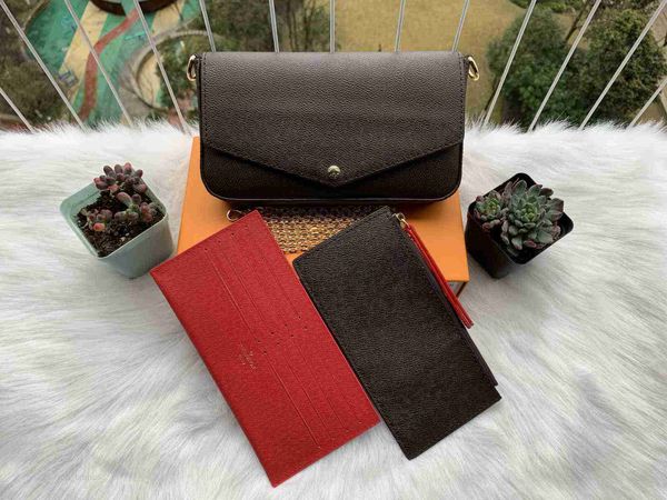 Remitantes livres Mulheres Genuine Leather Woc Clutch Handbag M64065 Designer de marca 3pcs Saco com caixa e bolsa de poeira M61276 Top