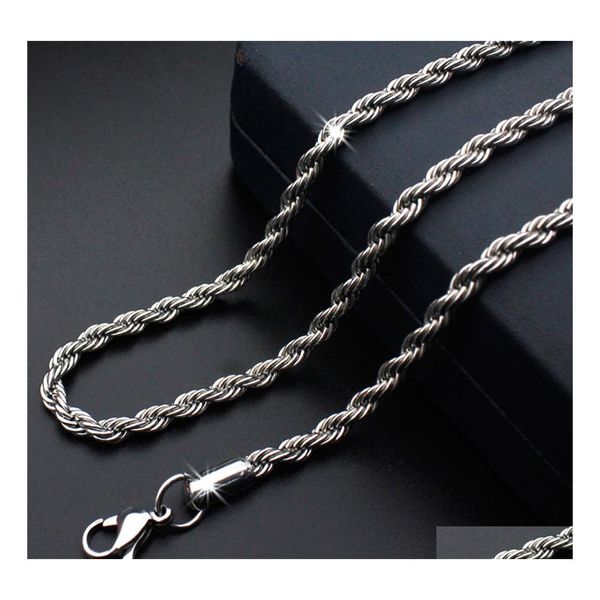 Correntes Titanium Steel Rope Twisted Colar Acessórios de jóias inoxidáveis ​​para homens para homens Droga colares de parto pingentes dhurx