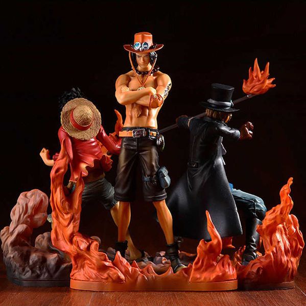 Aktionsspielfiguren 3 Teile/satz Anime One Piece DXF Brotherhood II Figur Portgas Ace Sabo Ruffy Figur Actionfiguren PVC Sammlung Modell Spielzeug T230105