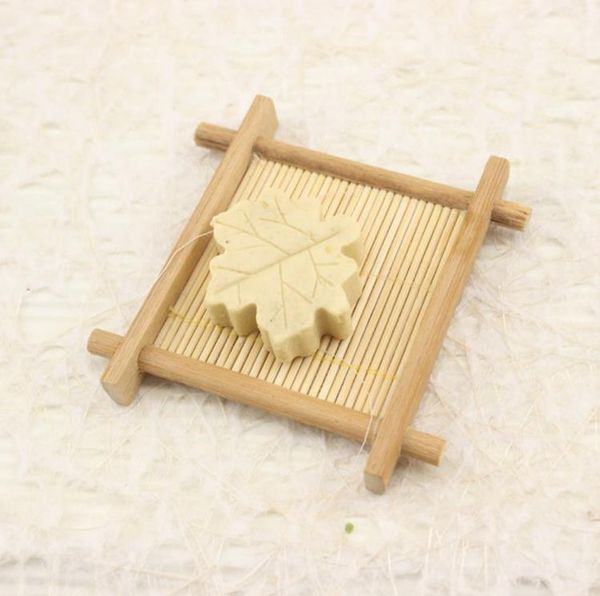 Зеленый бамбук-квадратный квадрат Краткий бамбуковый мыльный держатель для мыла ручной работы в ванне с мылом SN4773